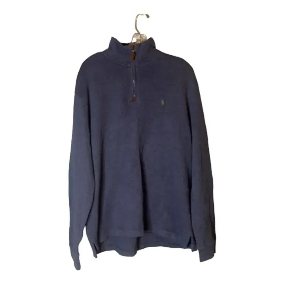 Polo‎ Ralph Lauren Sweater Mens Medium 1/4 Zip Long Sleeve Knit Pony Casual Blue